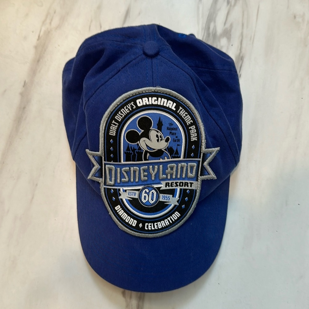 Disneyland Mickey Diamond Celebration 60 Yr Blue Hat Cap Adjustable Youth Size